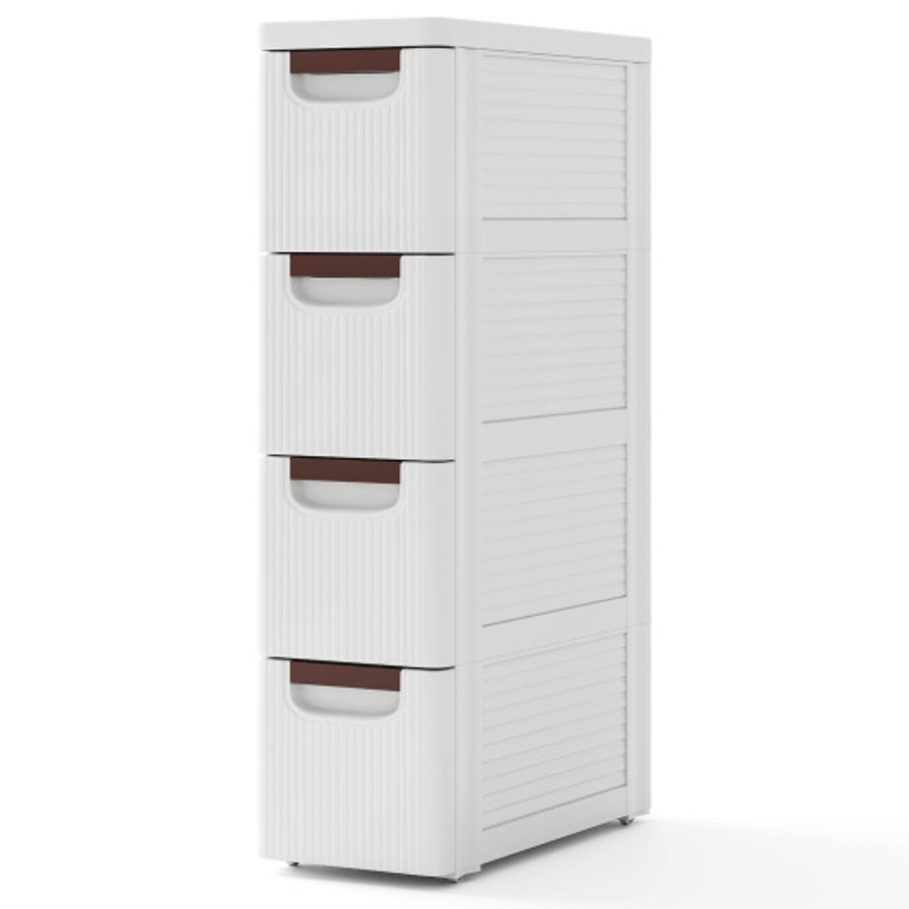 Rolling Organizer Unit Narrow Storage Cabinet with Built-In Wheels for Small Space-4-Drawer